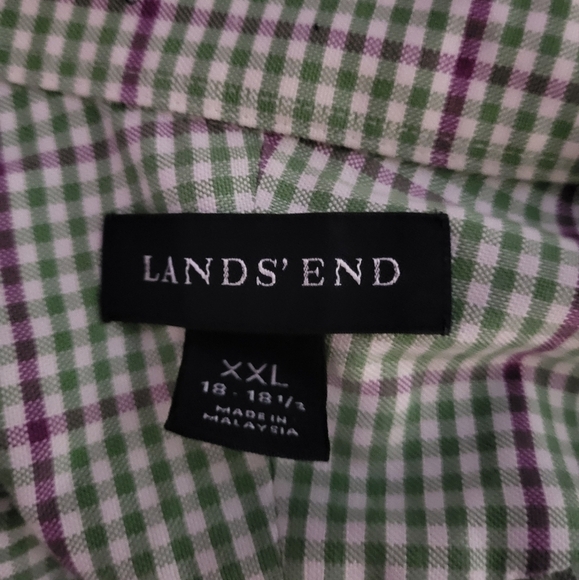 Land's End Plaid Collared Button Up Dress Shirt - Picture 5 of 6